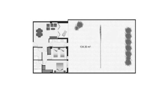 Apartment floor plan, 2 bedrooms in Spa Valley II No. 5 (2D)