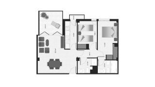 Apartment floor plan, 2 bedrooms in Spa Valley II No. 6
